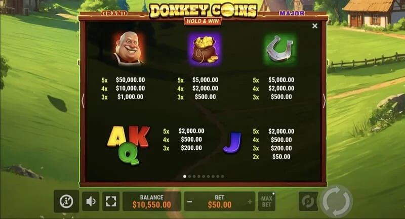 Donkey Coins Hold & Win - field na may malagkit na Coin tokens