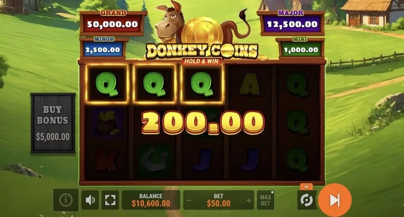 Donkey Coins Hold & Win - pagsisimula ng Hold & Win mode